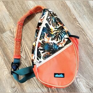 Kavu Paxton Rope Sling Crossbody Bag Orange Tropical Travel Beach Everyday